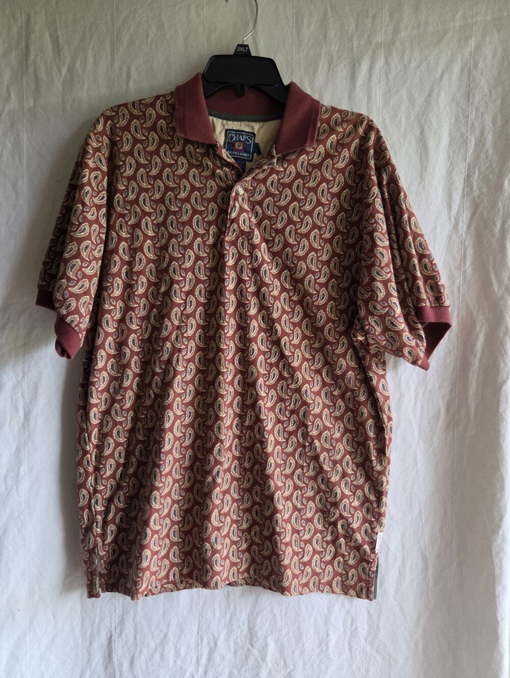 Vintage Chaps Ralph Lauren Mens Polo Shirt Medium Y2K 90’s Paisley Print Cotton
